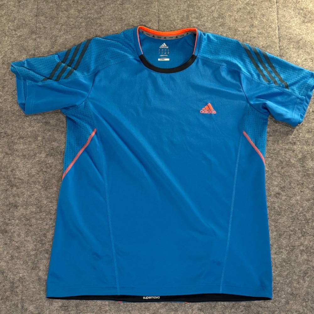Adidas Supernova Climalite Running Shirt Mens Large Blue Orange‎ Performance Tee